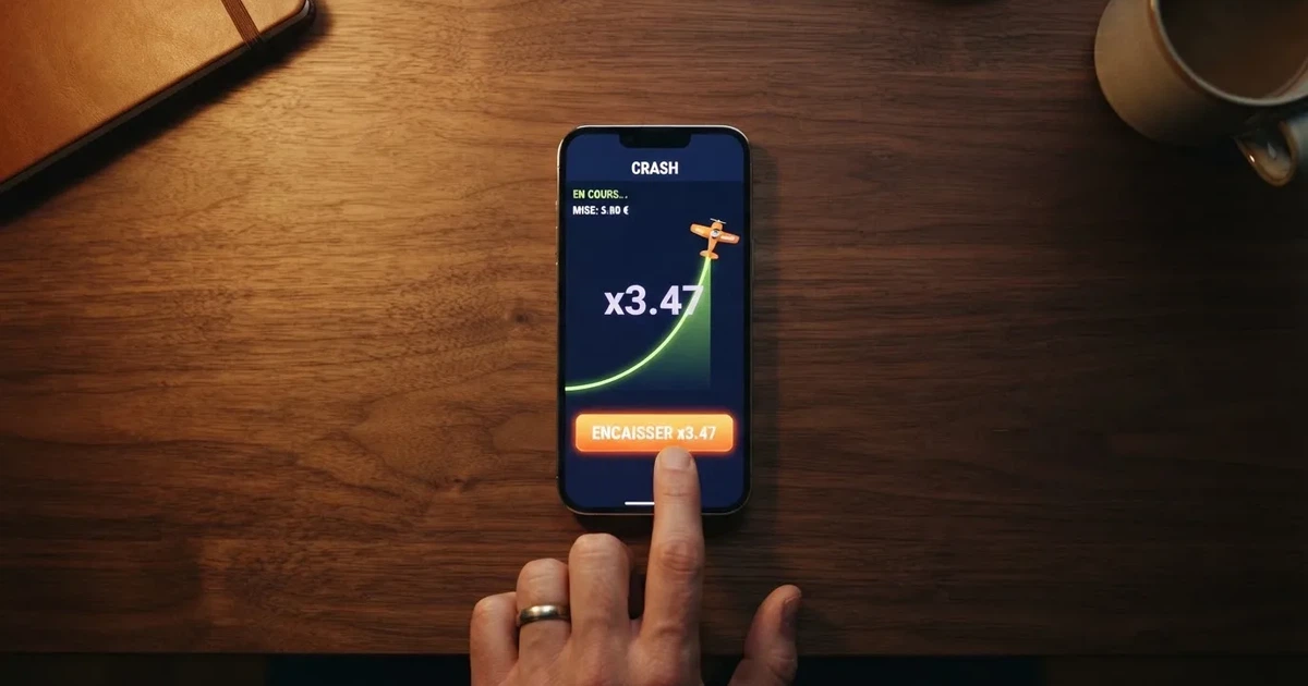 Un avion stylisé qui décolle sur l'écran d'un jeu de casino, un compteur de multiplicateur affiché en hausse à côté