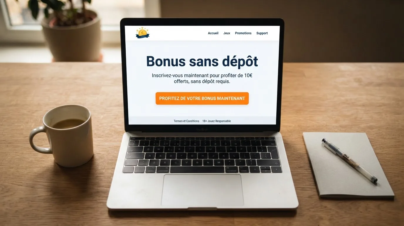 capture d'écran d'une page de bonus de bienvenue affichant les conditions d'une offre sans dépôt