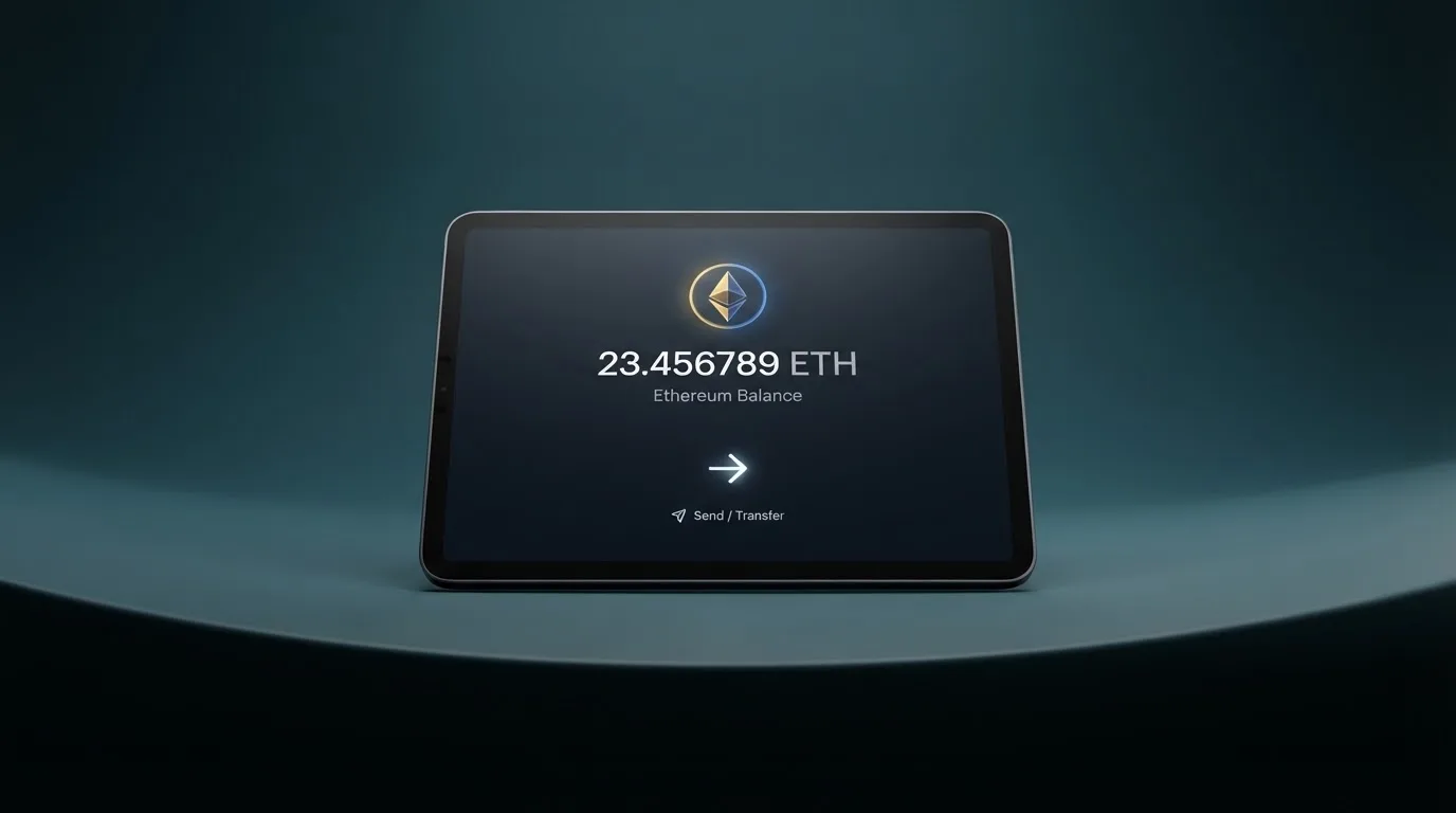 Portefeuille numérique affichant un solde en cryptomonnaie prêt à être transféré vers un compte de jeu