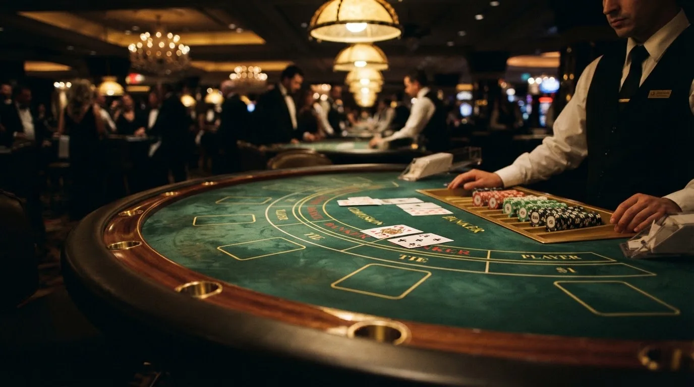 Table de baccara et jeux de cartes dans une salle de casino