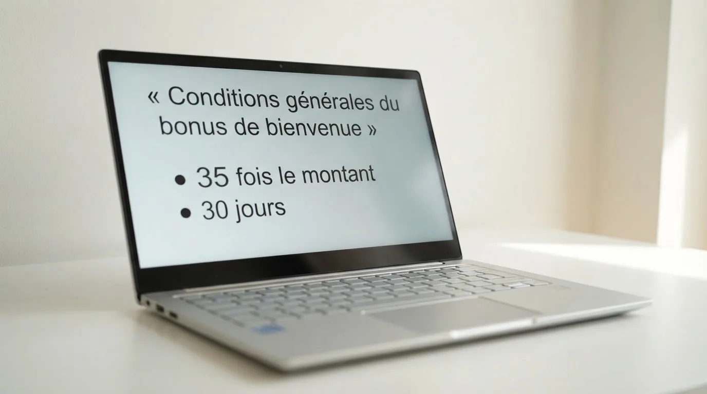 Capture d'ecran des conditions generales d'un bonus de bienvenue en ligne