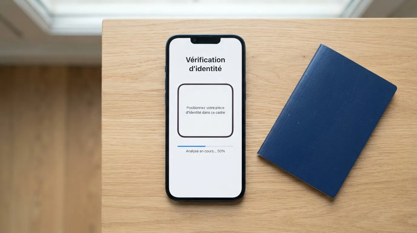 a smartphone screen showing an identity-document upload step lors d'une demande d'auto-exclusion en ligne